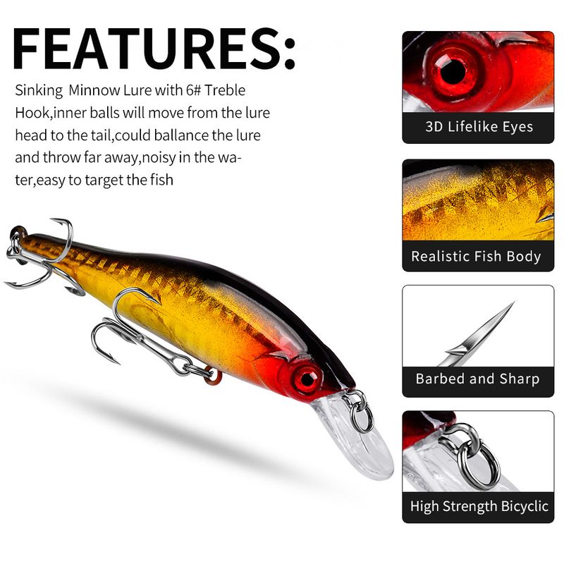 Esca dura da 11,5 g, 5 colori, 9,8 cm, attrezzatura per minnow affondante, articoli per la pesca_voghion.com