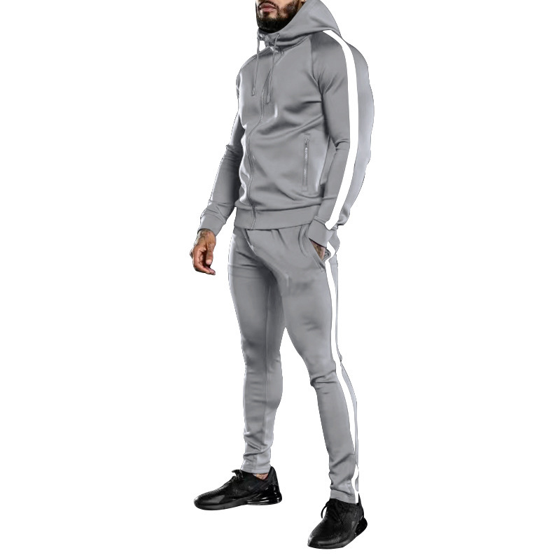 New Autumn and Winter Hooded Colorful Running Training Fitness Youth Sports Set Men's_voghion.com