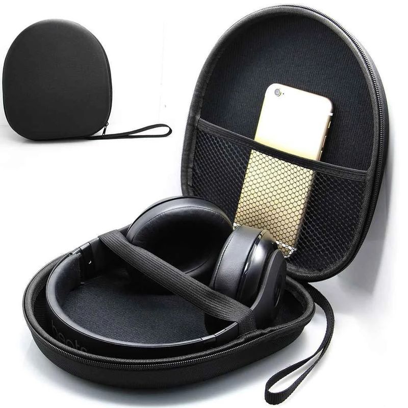 Portable Zippered Round Shaped Headphone Earbud Carrying Storage Bag Case_voghion.com