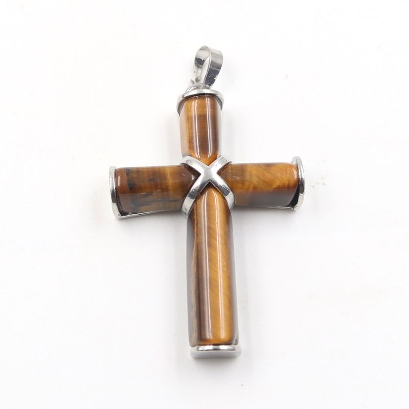 White K Fashion Simple Natural Crystal Cross Pendant Necklace Personality Unisex Trendy Matching Accessories Origin_voghion.com