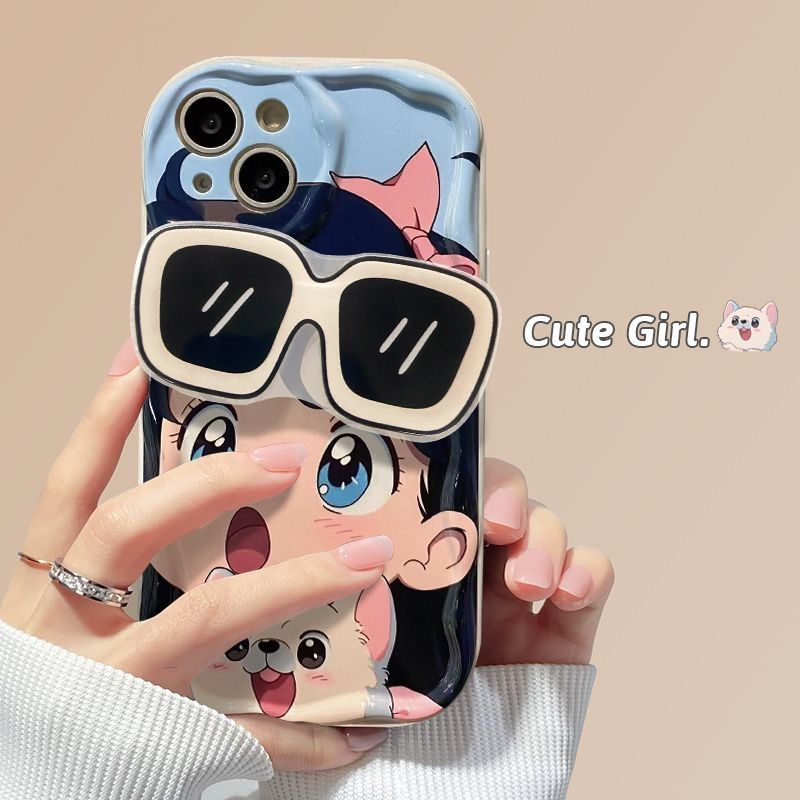 Sunglasses Girl Grip Tok Holder Wave Phone Case for Realme 11 Plus 10 9i 8 Pro 8i 7 7i 5 6S C53 C55 C35 C33 C31 C30 C21_voghion.com