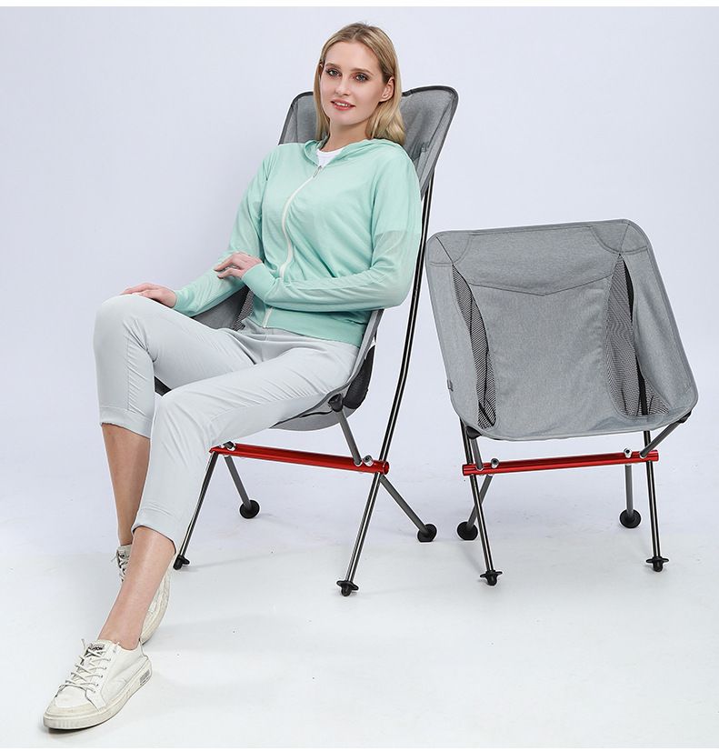 Outdoor Camping Outdoor Folding Chair Camping Beach Barbecue Portable Moon Chair Self Driving Leisure Fishing Aluminum Alloy Chair_voghion.com