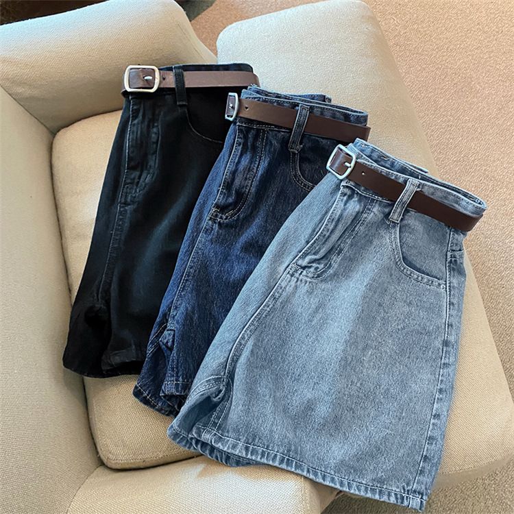 Roupas femininas Shorts jeans para mulheres Verão Novo estilo Tendência Ins Internet Celebridade Cintura alta Simples Fino Solto Perna larga Todos combinam A Linha Calças quentes_voghion.com