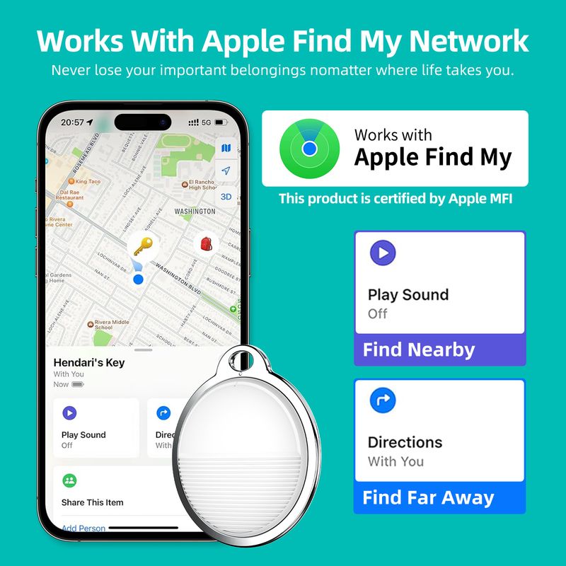 Tracker compatible AirTag – Localisateur d'appareils iOS, animaux, clés et bagages_voghion.com