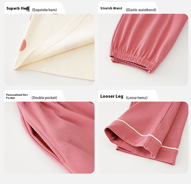 Pajamas for women in spring and autumn, winter pure cotton sleeved cute home clothes, 2023 new set, medium to long_voghion.com