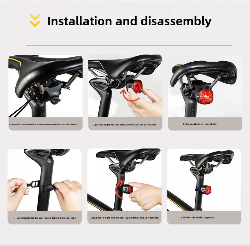 Sensore intelligente per freni posteriori per bicicletta Tipo C, luce di avvertimento per guida notturna su strada e mountain bike_voghion.com