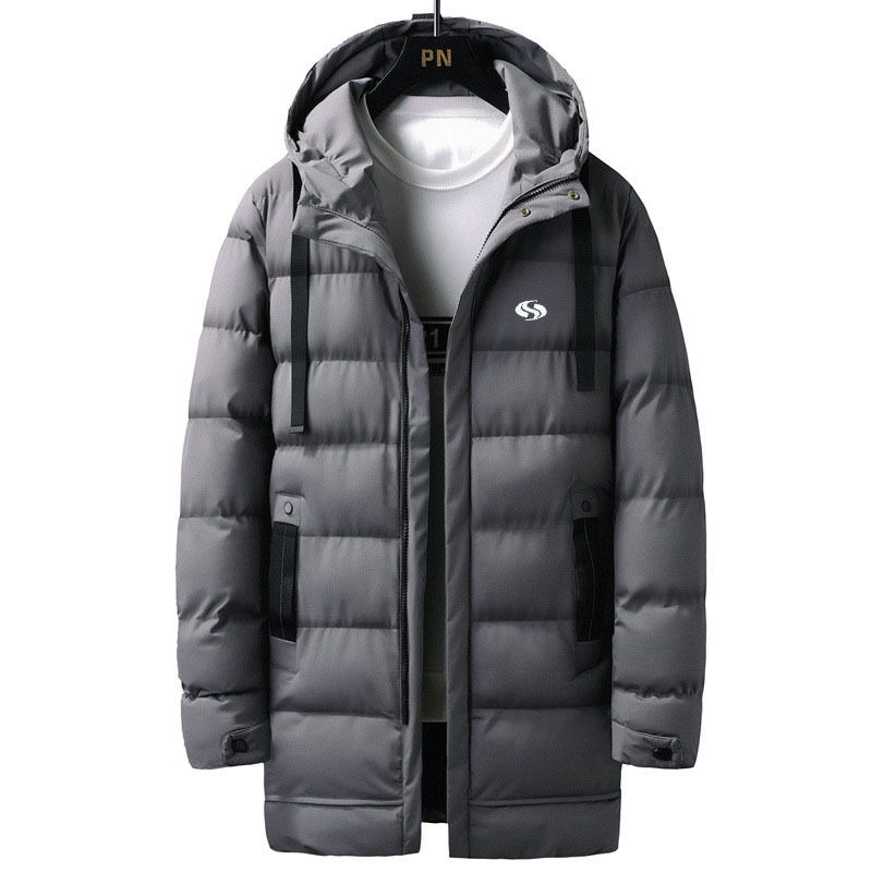 Herrenbekleidung Winter 25 Koreanische Herren Dicke Warme Mittellange Kapuzenjacke Herrenbekleidung Zhangzai 003 Lockerer Mantel Herren_voghion.com