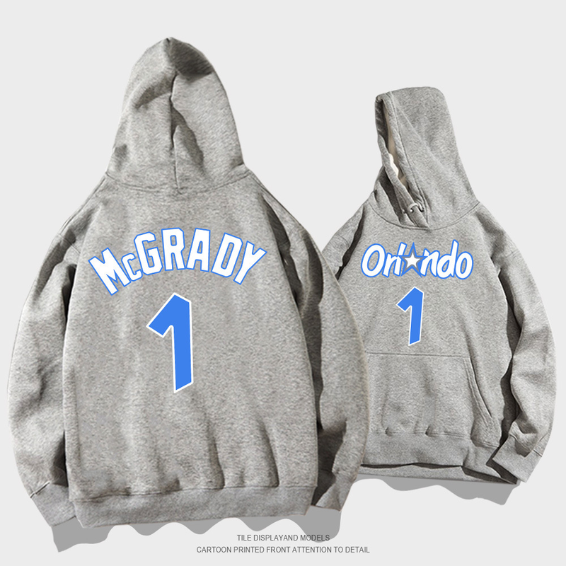 Orlando Mcgrady Nr. 1 Herren Damen Frühling und Herbst Basketball Sport Lockerer lässiger Langarm-Kapuzenmantel_voghion.com