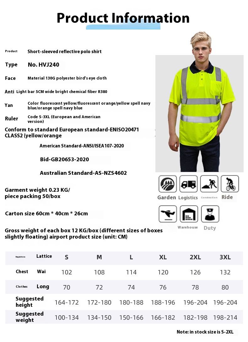 Reflekterende udendørs byggeprojekter, sommertøj, reflekterende poloshirts, korte ærmer_voghion.com