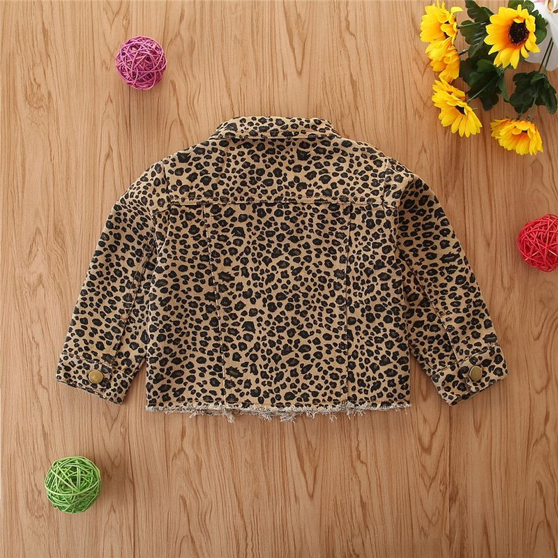 Cappotto monopetto con stampa leopardata per bambina, in denim primaverile_voghion.com
