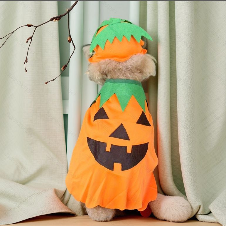 Costume divertente per feste di Halloween per animali domestici, mantello per cani di grossa taglia, cappello a forma di zucca, vestiti per gatti_voghion.com