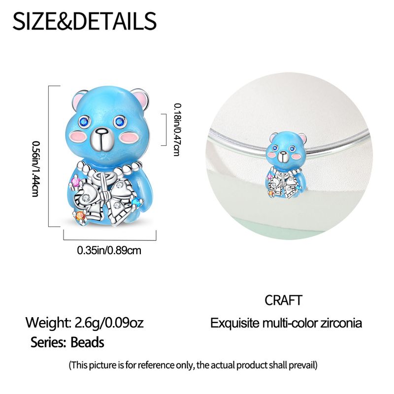 Damenschmuck, weiß verkupfertes Silber, niedlicher Bärenanhänger, Perlen, DIY-Schmuckzubehör, Armband_voghion.com