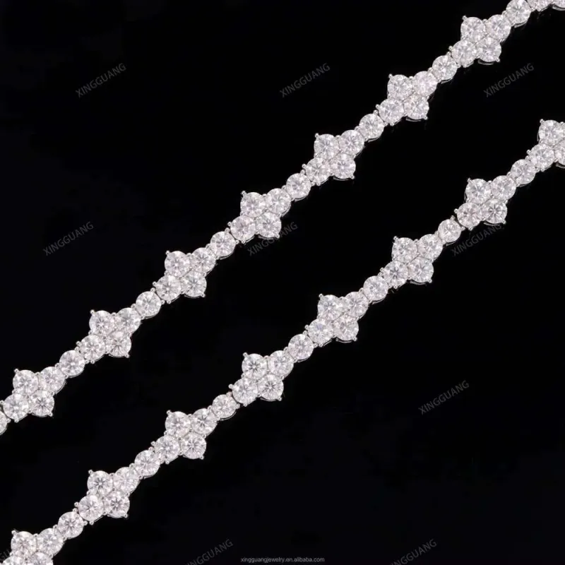 Special Design Hip Hop Cross ShapeTennis Sterling Sier Pass Dia Tester VVS Moissanite Tennis Chain Bracelet_voghion.com