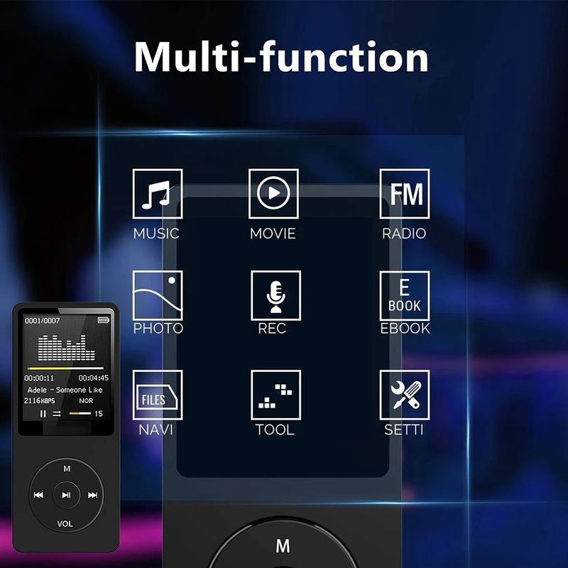 Bluetooth-kompatibel Musik Verlustfreie Tragbare FM Radio Externe Ultra-dünne Student Sport Walkman MP3 Player Recorder_voghion.com