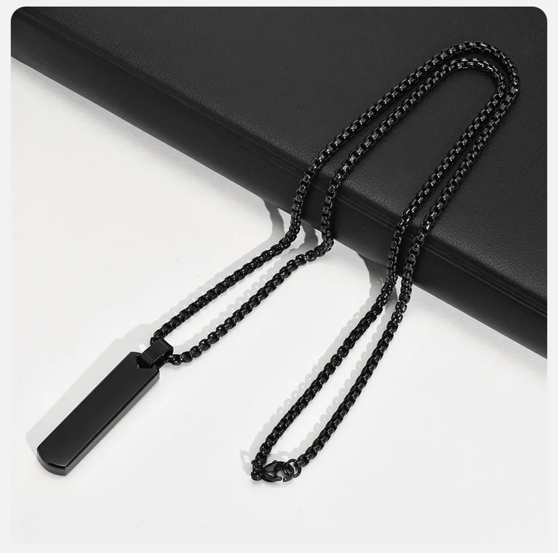 Collana con iniziale Vnox alla moda da uomo, ciondolo con barra verticale geometrica spessa con lettere dalla A alla Z, colletto semplice casual, regalo per lui_voghion.com