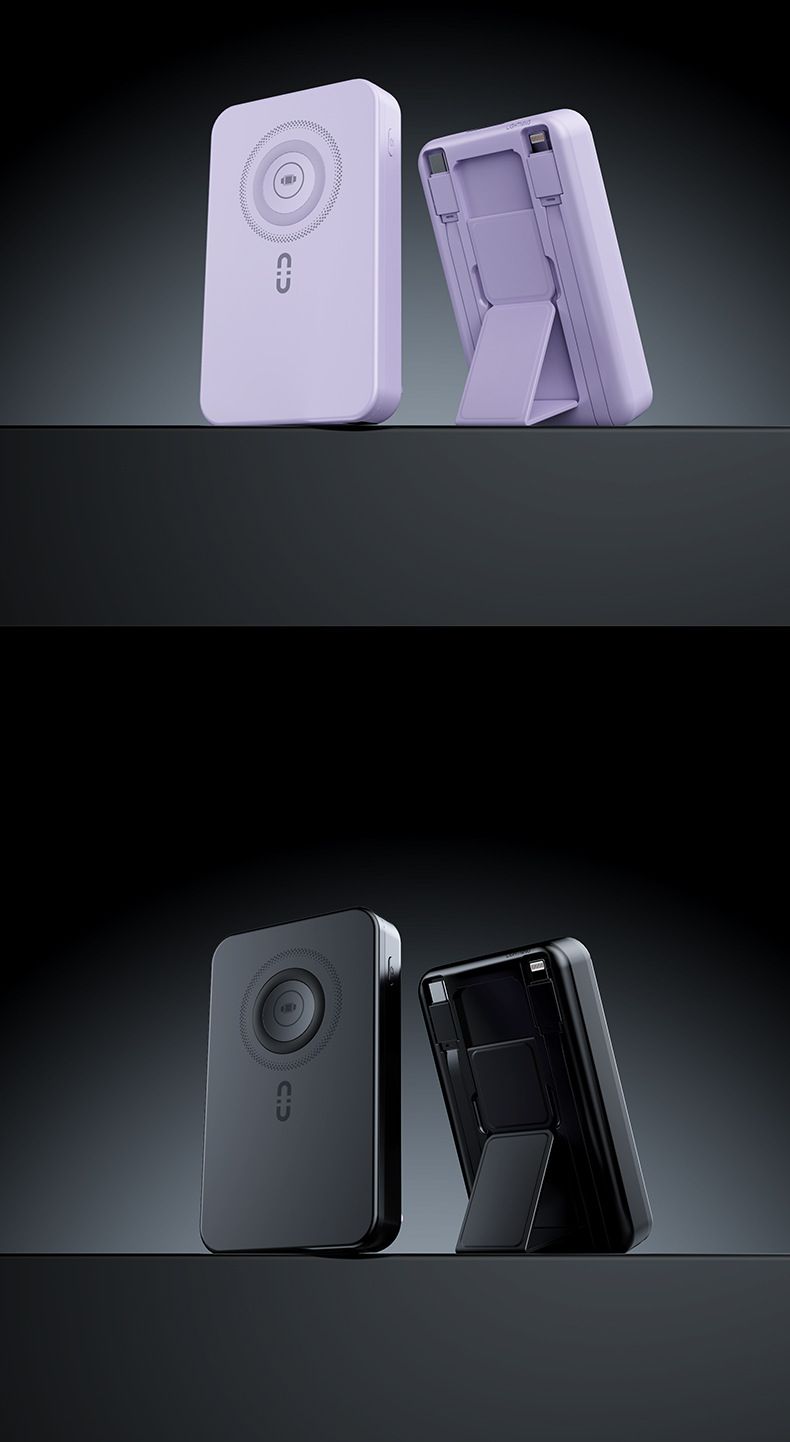 Magnetic Wireless Power Bank 3-in-1 With 20W PD Fast Charging, Built-in Cable, 20000mAh Portable Charger For IPhone, Android_voghion.com