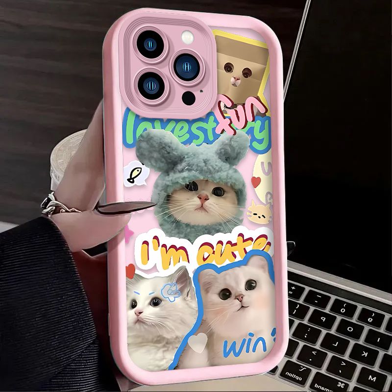 Custodia posteriore in silicone morbido con stampa per iPhone 15 14 16 13 12 11 Pro Max X XS X S Max XR SE 2020 7 8 Plus iphone16 Lovely Cat Dog_voghion.com