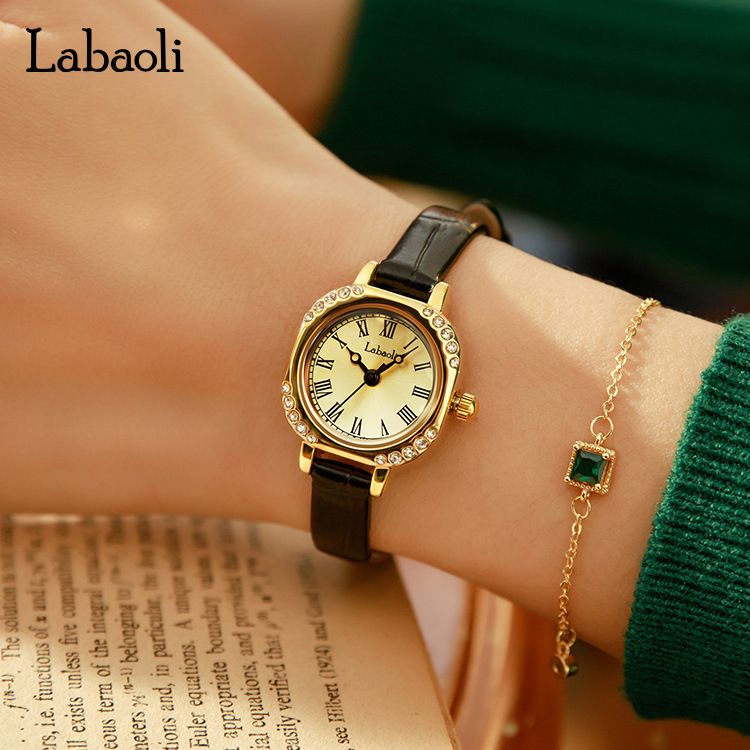 Nuovo con intarsio di diamanti, orologio al quarzo quadrato alla moda, elegante orologio da donna in stile nicchia per studenti_voghion.com