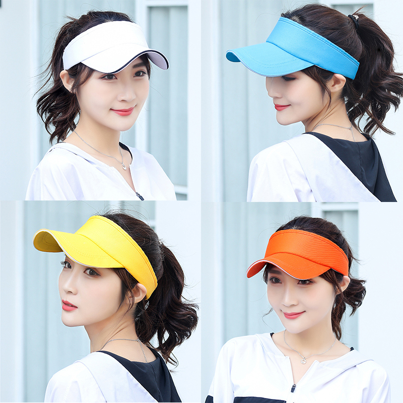 Summer Breathable Sun Hats Men Women Adjustable Visor UV Protection Empty Top Hat Solid Sports Tennis Golf Running_voghion.com
