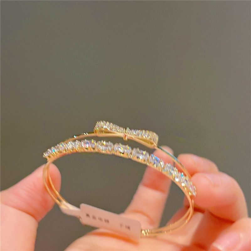Original JOJOACC Micro-inlaid Gold-plated Zircon Bow Exquisite Opening Simple Bracelet Jewelry J289_voghion.com