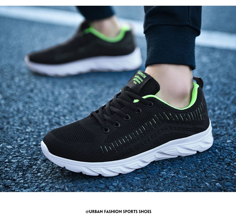 Scarpe da ginnastica da uomo alla moda in maglia con lacci, scarpe da ginnastica da passeggio per corsa atletica all'aperto_voghion.com