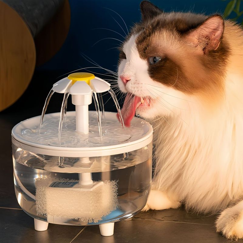 Distributore automatico di acqua potabile per gatti con filtro a circolazione di fiori, accessori per animali domestici_voghion.com