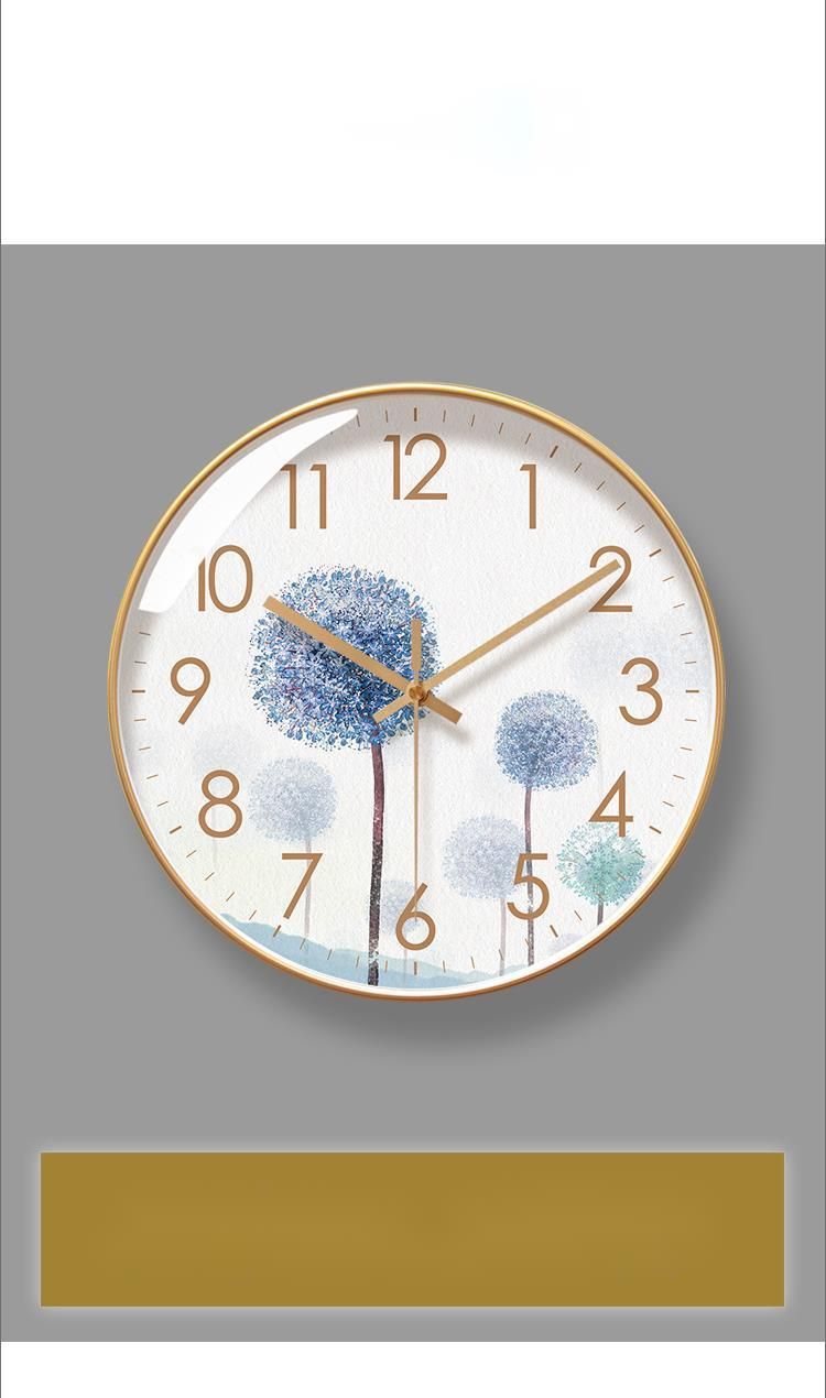 Orologio al quarzo silenzioso con secondi continui, stile pastorale, semplice, da parete, con fiore di tarassaco, Yipula 6260_voghion.com