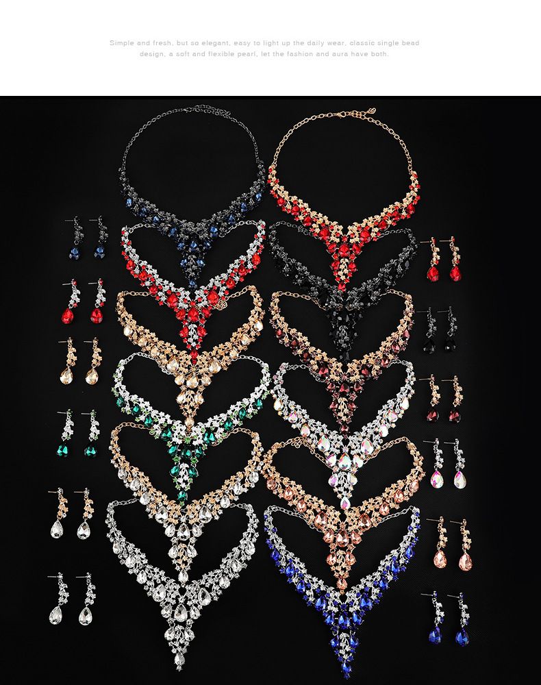 Set di gioielli da donna, collana e orecchini, accessori da sposa di alta qualità, tre pezzi_voghion.com