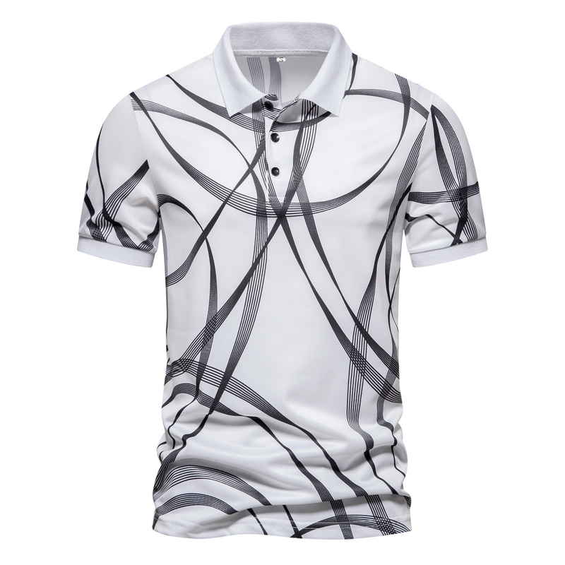 Nuova polo casual estiva con maglietta a maniche corte da uomo con stampa a righe_voghion.com