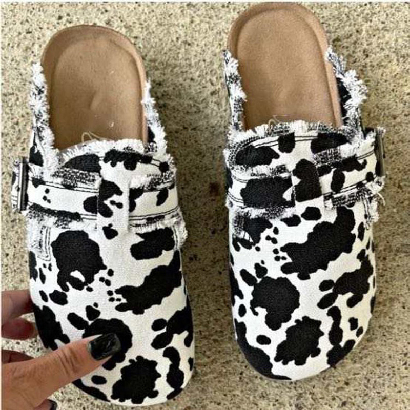 Große größe slipper frauen neue leopard-print baotou halb unterstützung faul schuhe bean schuhe_voghion.com