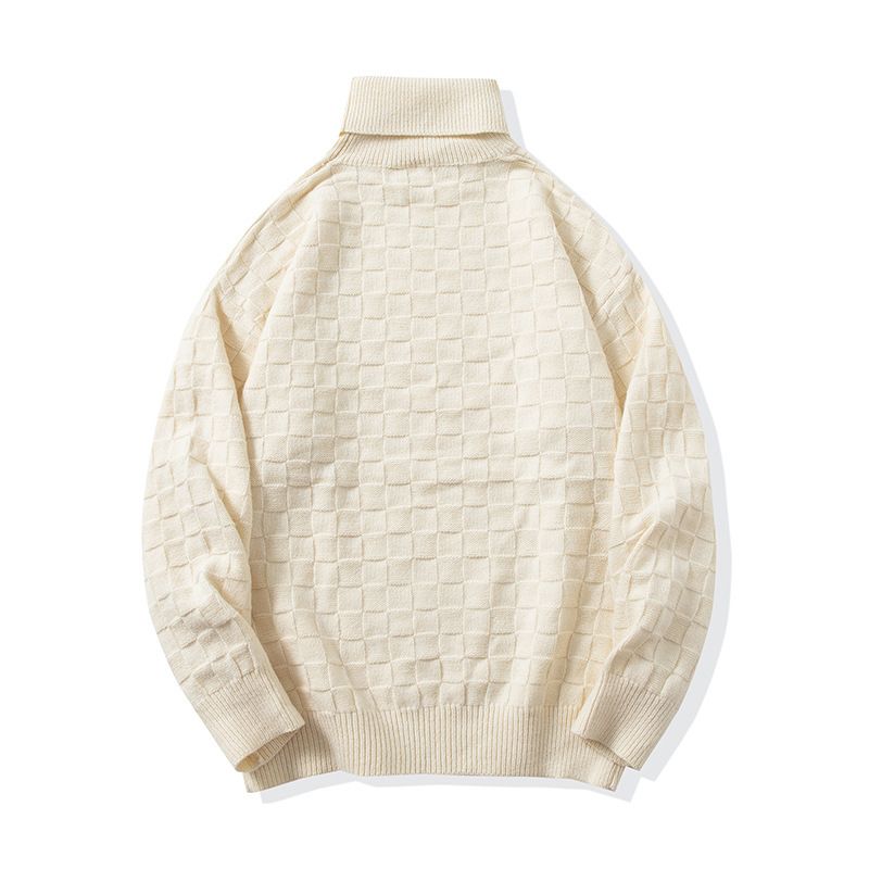 Men's Autumn/Winter New Collection Unisex Solid Color Waffle Couple Trendy Knitted Sweater_voghion.com