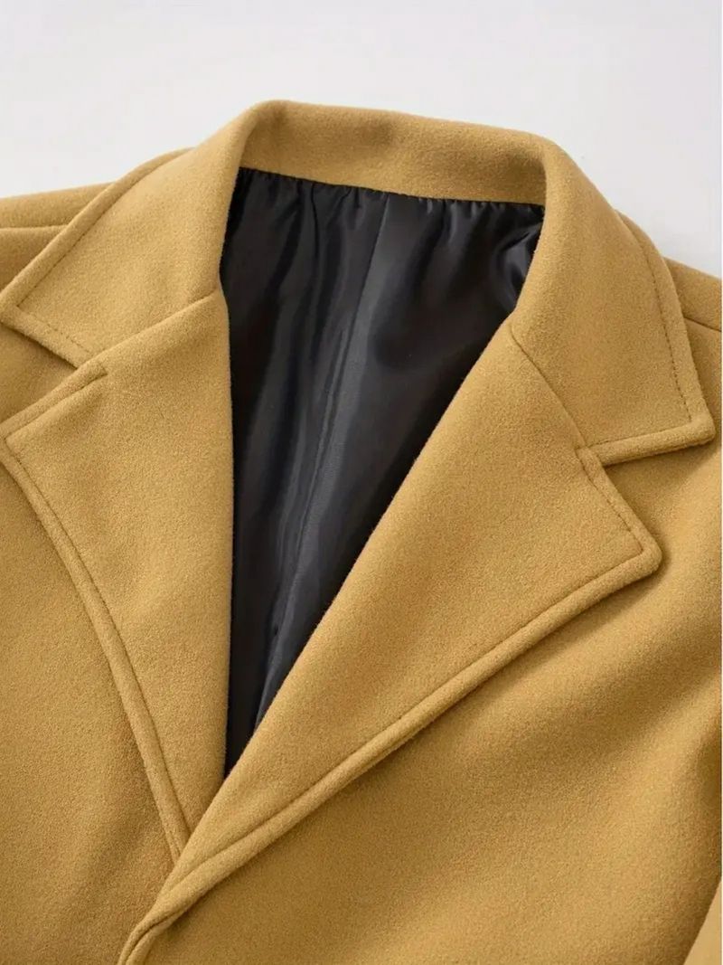 Elegant Slim-Fit Wool-Blend Trench Coat – Stylish Mid-Length Overcoat For Men & Women (Light Gray, Black, Dark Gray, Khaki)_voghion.com