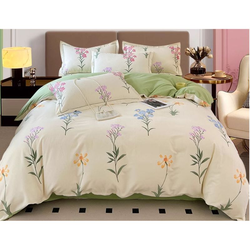 High-End Thickened Full Brushed Four-Piece Set 100% Pure Cotton Bed Sheet Duvet Cover Spring And Autumn Four Seasons_voghion.com