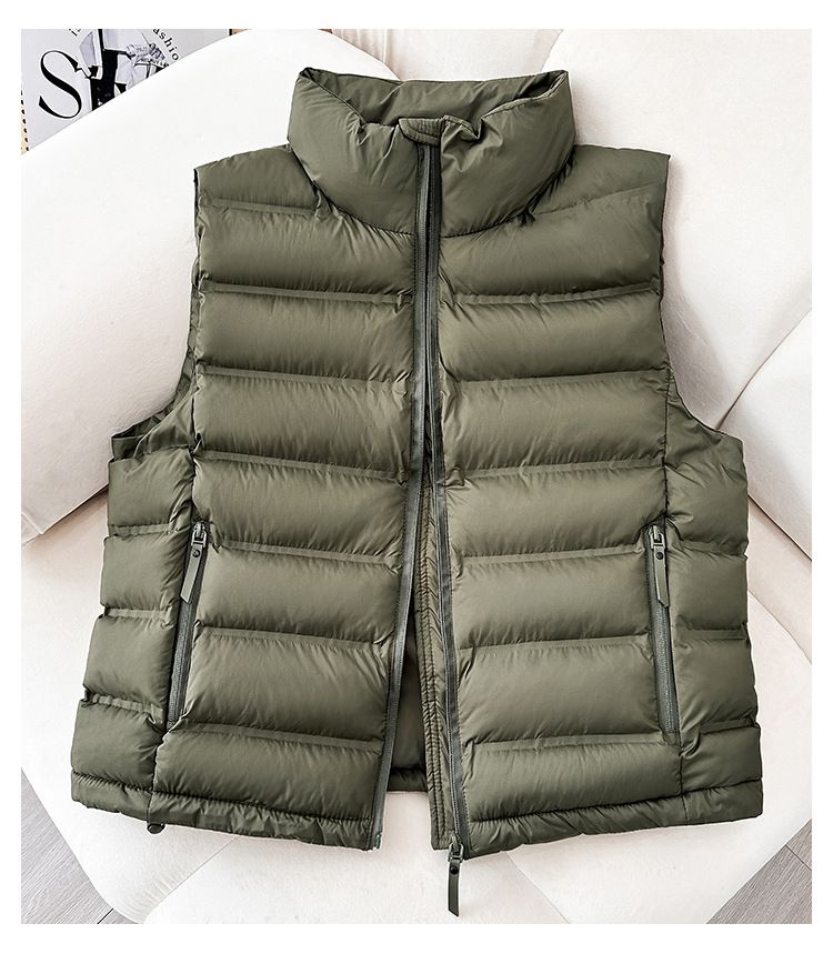 Leichte, gesteppte Pufferweste für Damen mit Stehkragen, lässige, ärmellose Slim-Fit-Jacke für das ganzjährige Layering_voghion.com