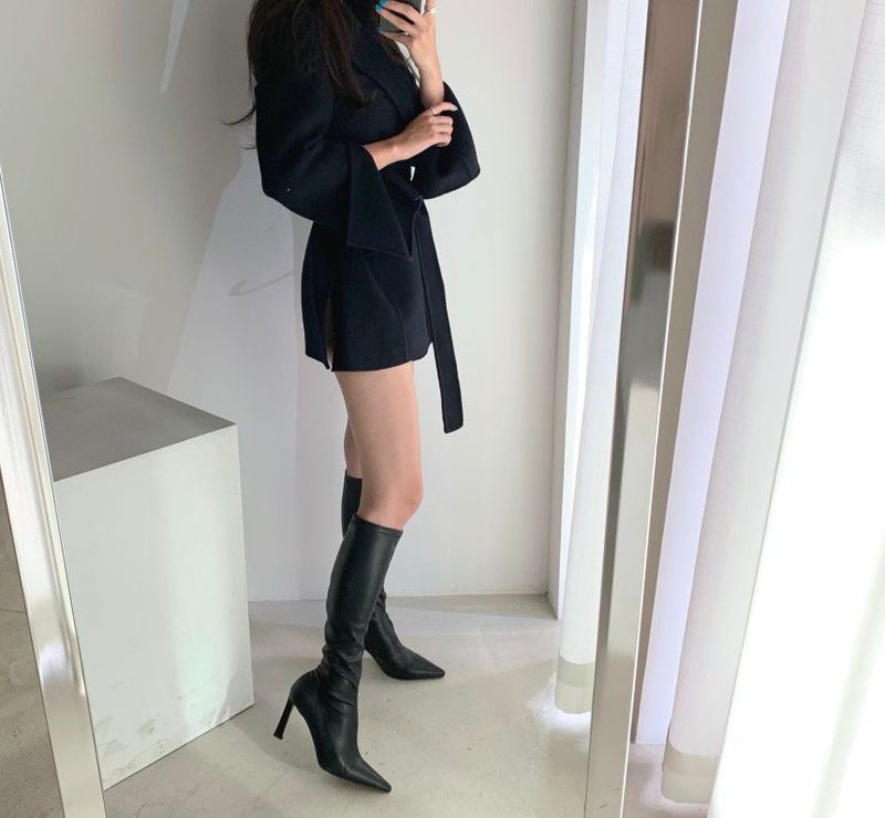 Women's Clothing Autumn And Winter New Niche High End One Button Wool Tie Waist Slim Suit Jacket_voghion.com