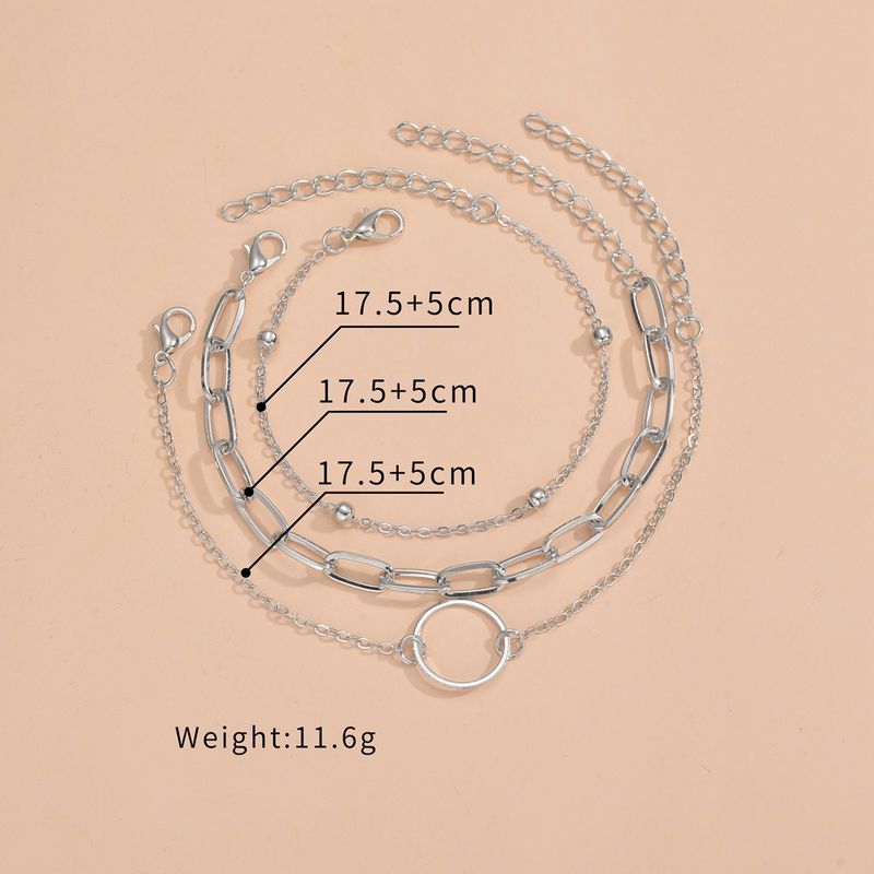 Gepersonaliseerde coole geometrische ronde paperclip-vormige armband sieradenset met meerlaags gestapeld metaal_voghion.com