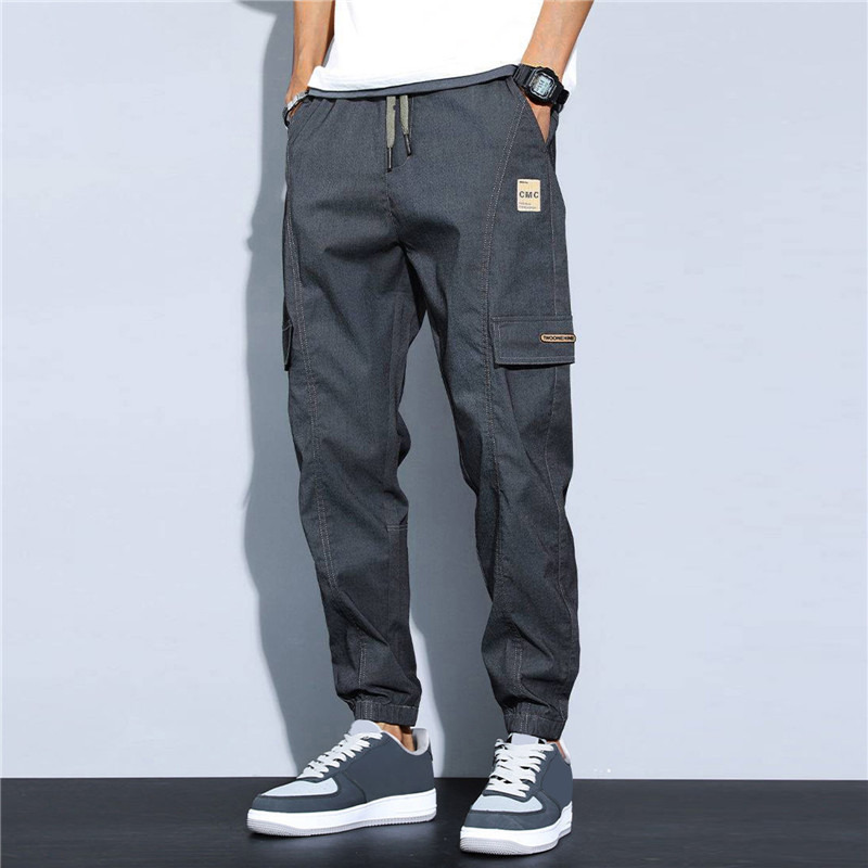 Korean Pant Summer Spring Men Elastic Cargo Sweatpants Jogger Harem Hip Thin Trousers Casual Cotton Waist Hop Slim Pants_voghion.com