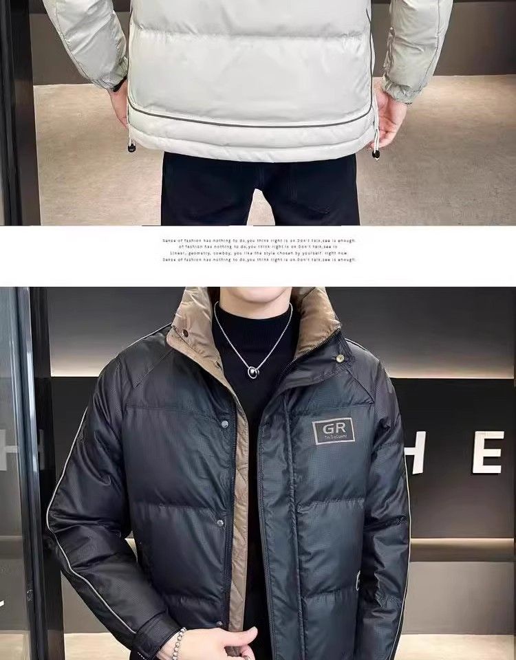 Neue einfarbige Jacke für Männer mit einem Gefühl luxuriöser Freizeitmode. Daunenjacke für Männer, dick und trendig_voghion.com