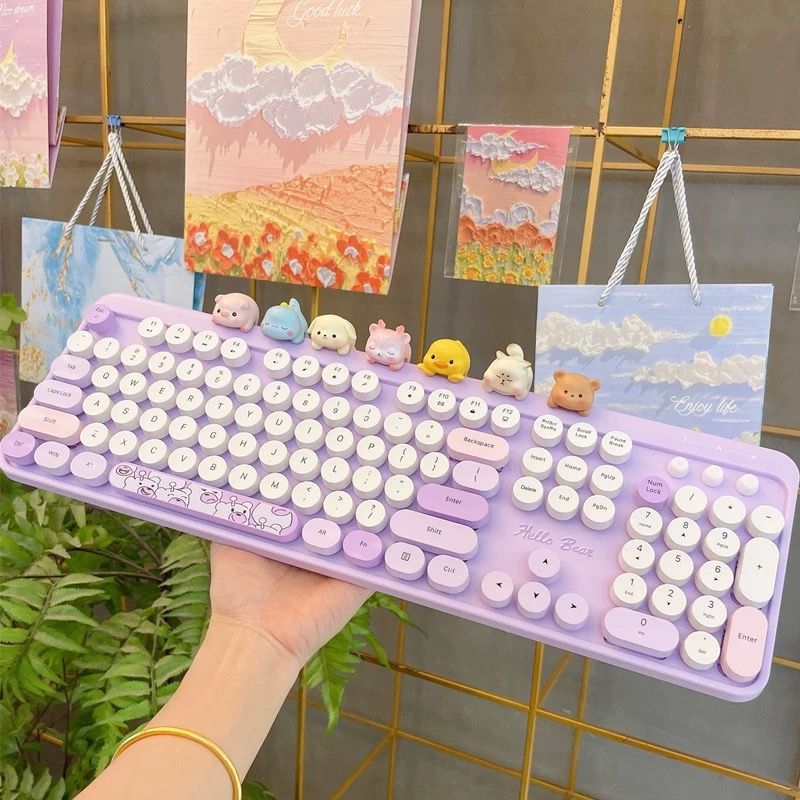 Dopamin Drahtlose Maus Tastatur Anzug Bär 2,4 Gusb Mädchen Büro Stumm Laptop Desktop-Computer_voghion.com