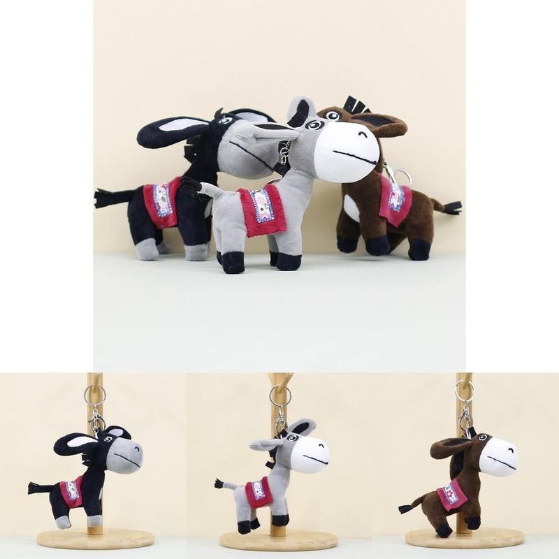 Plush Adorable Donkey Keychain Soft Short Plush Cute Animal 15cm Charm Bag_voghion.com