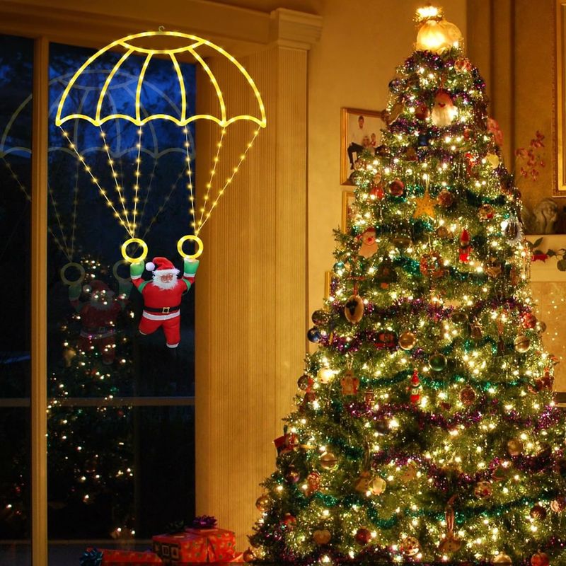 1 pz Luci di Natale a LED alimentate tramite USB con Babbo Natale per tetto, grondaia, balcone, giardino, atmosfera natalizia, decorazioni_voghion.com
