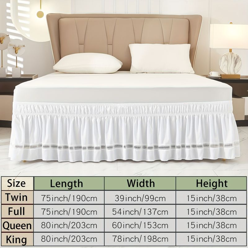 Gonna da letto in pizzo a traliccio - Volant antipolvere elastico con design staccabile (misura matrimoniale/king size, in poliestere lavabile, facile da installare)_voghion.com