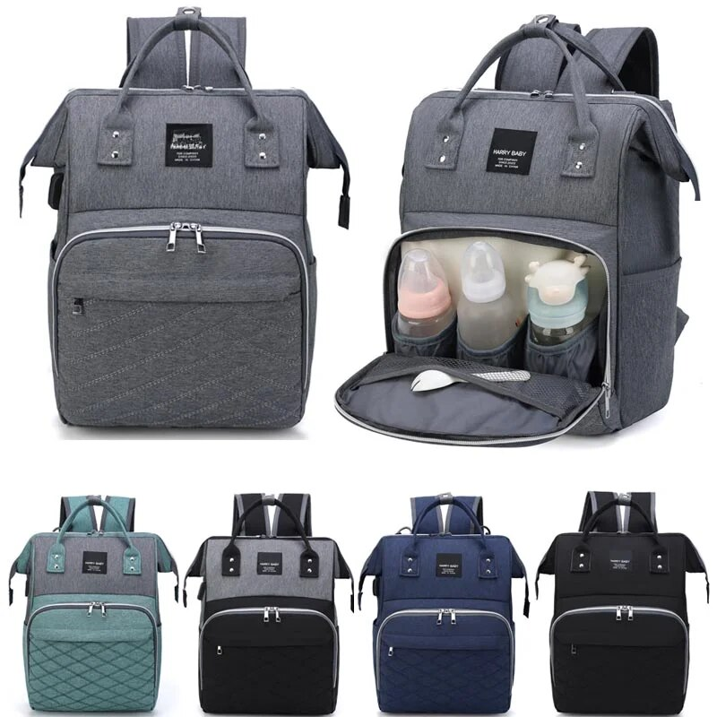 Mom Wraps Ash Stroller Hanging Bag Mother Large Capacity Diaper Backpacks With Wrap Pad Comfortable Baby Breastfeeding_voghion.com