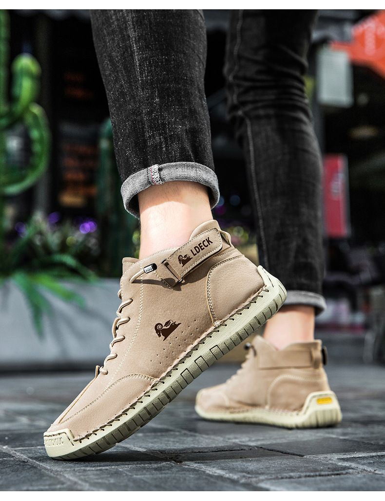 Handgenähte Martin Spring High-Top Herrenschuhe Neue lässige Stiefeletten_voghion.com