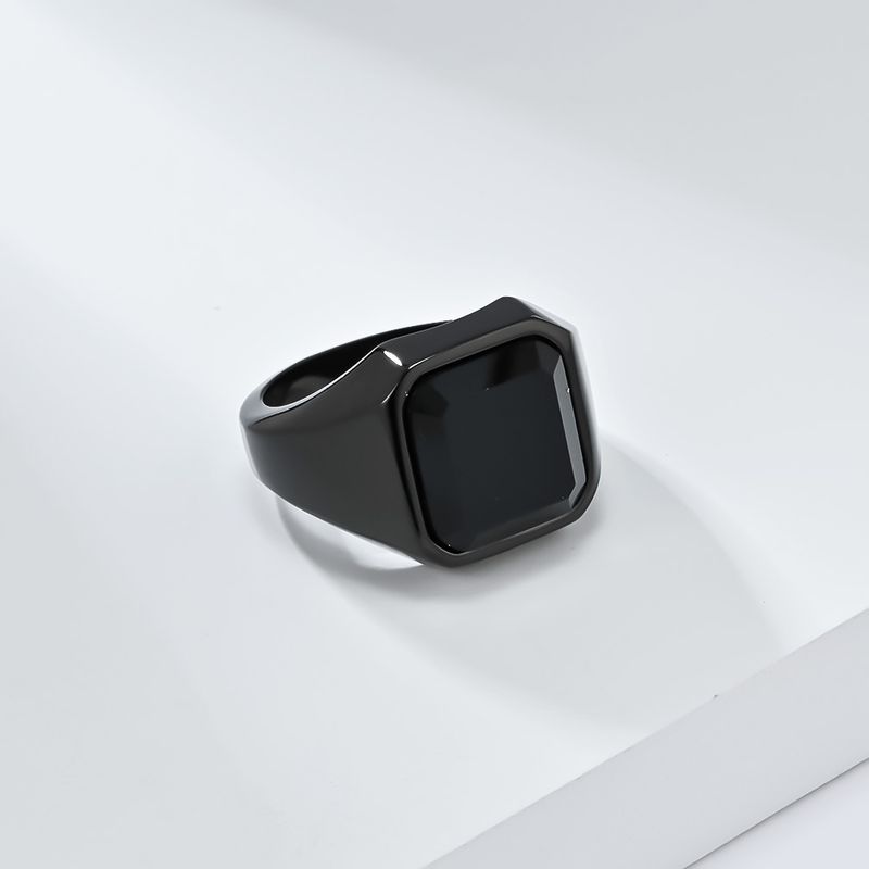 Gioielli da uomo, stile leggero e lussuoso, anello in acciaio inossidabile con gemma artificiale, gioiello in acciaio al titanio, gioiello da mano King Feel_voghion.com