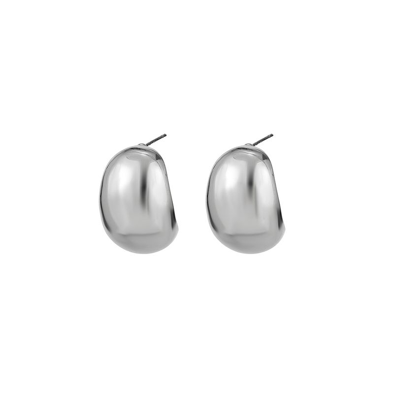 Orecchini a forma di fagiolo in metallo, semplici, di alta qualità, classici e leggeri, placcati in oro, per donna, con ago in argento, eleganti_voghion.com