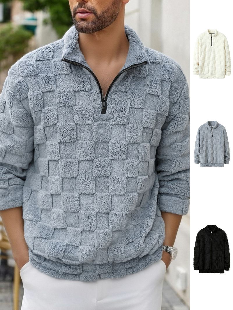 Leichtes Herren-Kapuzensweatshirt mit halbem Reißverschluss, lässiger Langarmpullover für Herbst und Winter, atmungsaktiv und bequem, schmale Passform, einfarbig_voghion.com