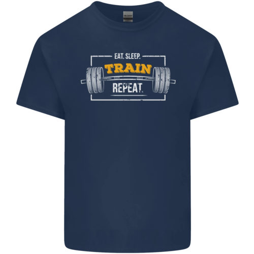 Eat Sleep Train Repeat Fiess Workout Top miesten puuvillainen t-paita_voghion.com