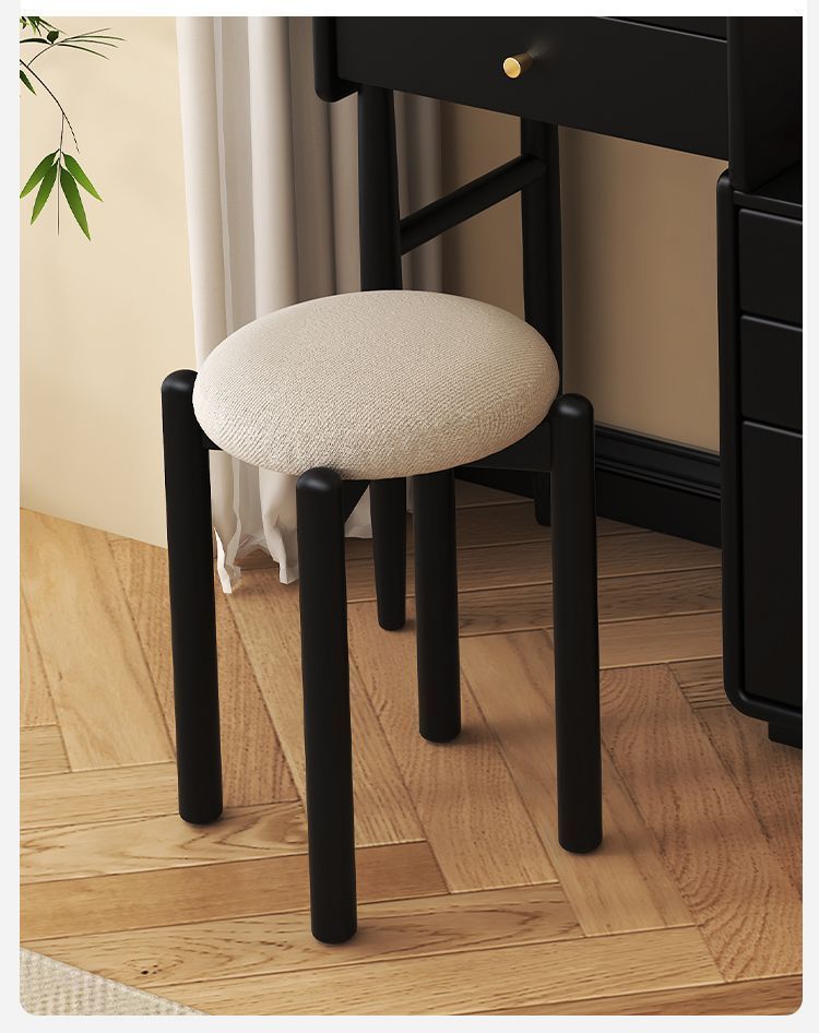 Solid Makeup Soft Rubber Wood Low Round Home Dining Dressing High Living Room Stackable Stool_voghion.com