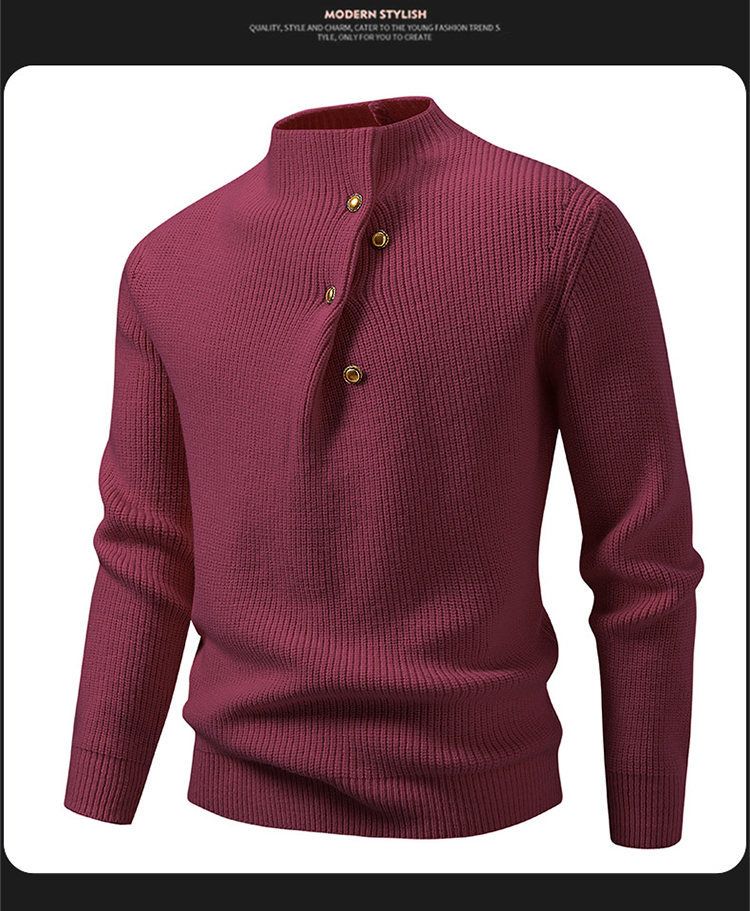 Maglione a collo alto oversize a coste da uomo – Pullover invernale in maglia (bianco/grigio/nero/bordeaux/rosa/marrone, taglie UE dalla M alla 4XL)_voghion.com